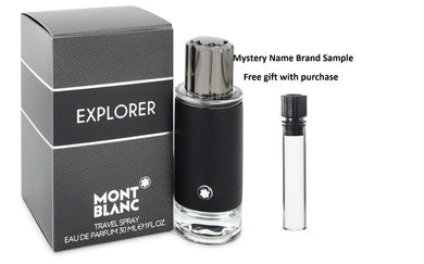 Montblanc Explorer by Mont Blanc Eau De Parfum Spray 1 oz And a Mystery Name brand sample vile