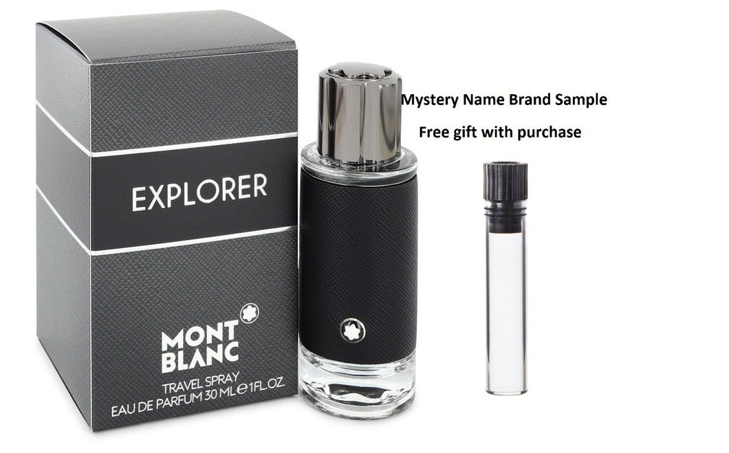 Montblanc Explorer by Mont Blanc Eau De Parfum Spray 1 oz And a Mystery Name brand sample vile