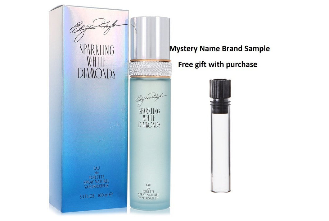Sparkling White Diamonds by Elizabeth Taylor Eau De Toilette Spray 3.3 oz And a Mystery Name brand sample vile