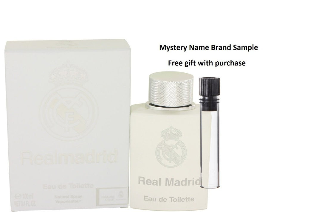 Real Madrid by AIR VAL INTERNATIONAL Eau De Toilette Spray 3.4 oz And a Mystery Name brand sample vile
