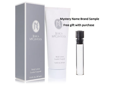 JESSICA Mc CLINTOCK by Jessica McClintock Body Lotion 7 oz And a Mystery Name brand sample vile