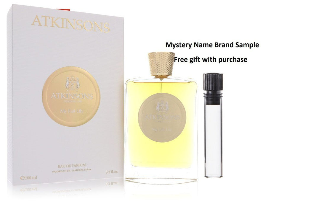 My Fair Lily by Atkinsons Eau De Parfum Spray (Unisex) 3.3 oz And a Mystery Name brand sample vile