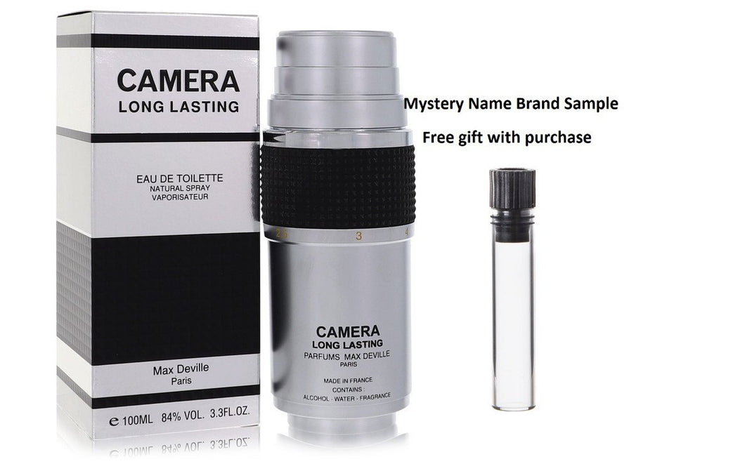 CAMERA LONG LASTING by Max Deville Eau De Toilette Spray 3.4 oz And a Mystery Name brand sample vile