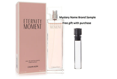 Eternity Moment by Calvin Klein Eau De Parfum Spray 3.4 oz And a Mystery Name brand sample vile