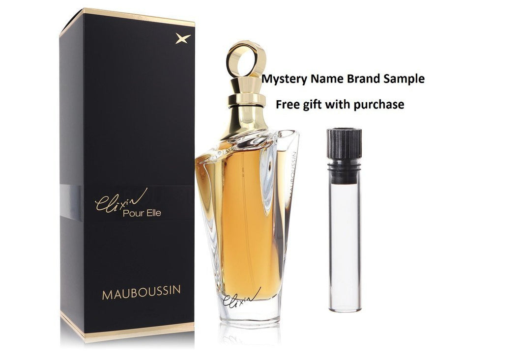 Mauboussin L'Elixir Pour Elle by Mauboussin Eau De Parfum Spray 3.4 oz And a Mystery Name brand sample vile