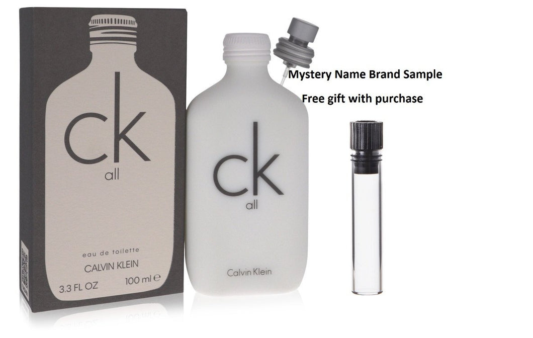 CK All by Calvin Klein Eau De Toilette Spray (Unisex) 3.4 oz And a Mystery Name brand sample vile