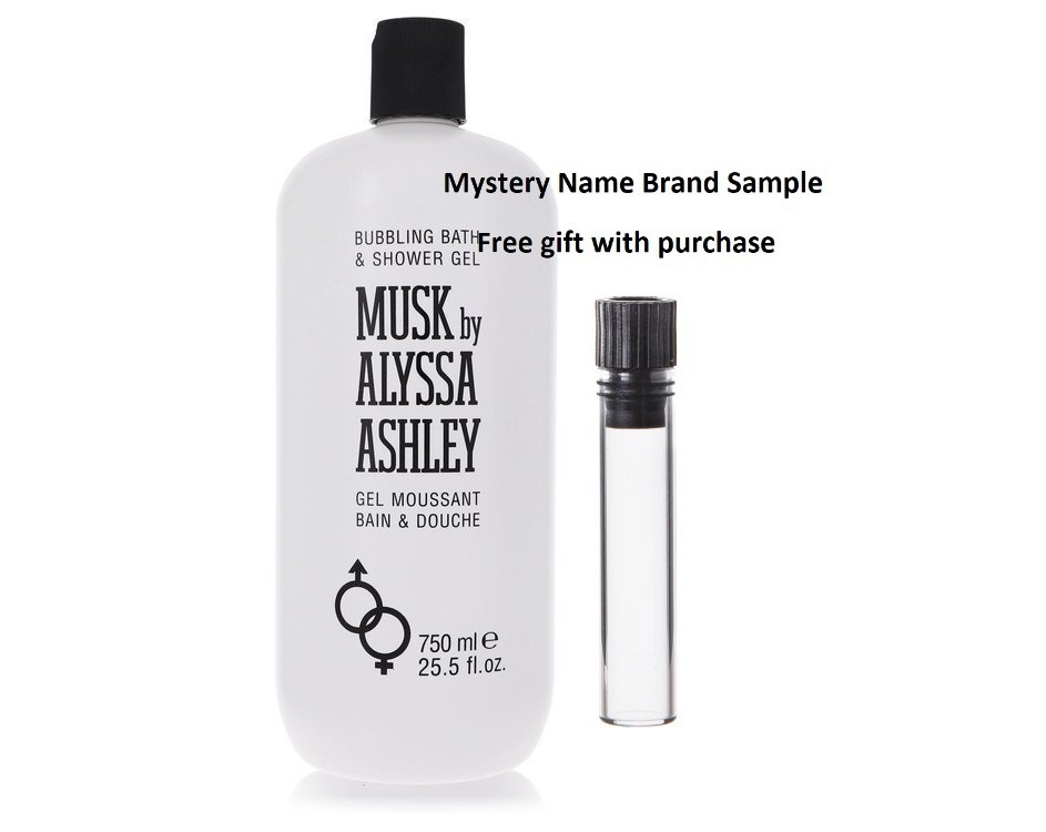 Alyssa Ashley Musk by Houbigant Shower Gel 25.5 oz And a Mystery Name brand sample vile
