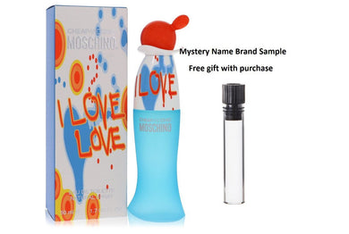 I Love Love by Moschino Eau De Toilette Spray 1.7 oz And a Mystery Name brand sample vile