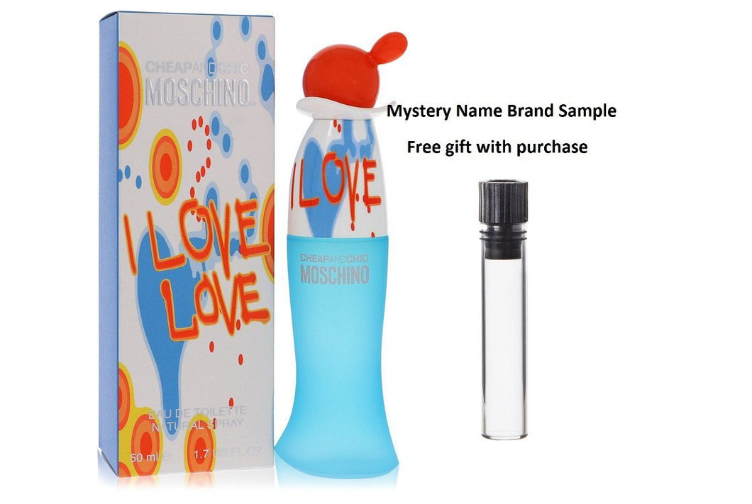 I Love Love by Moschino Eau De Toilette Spray 1.7 oz And a Mystery Name brand sample vile