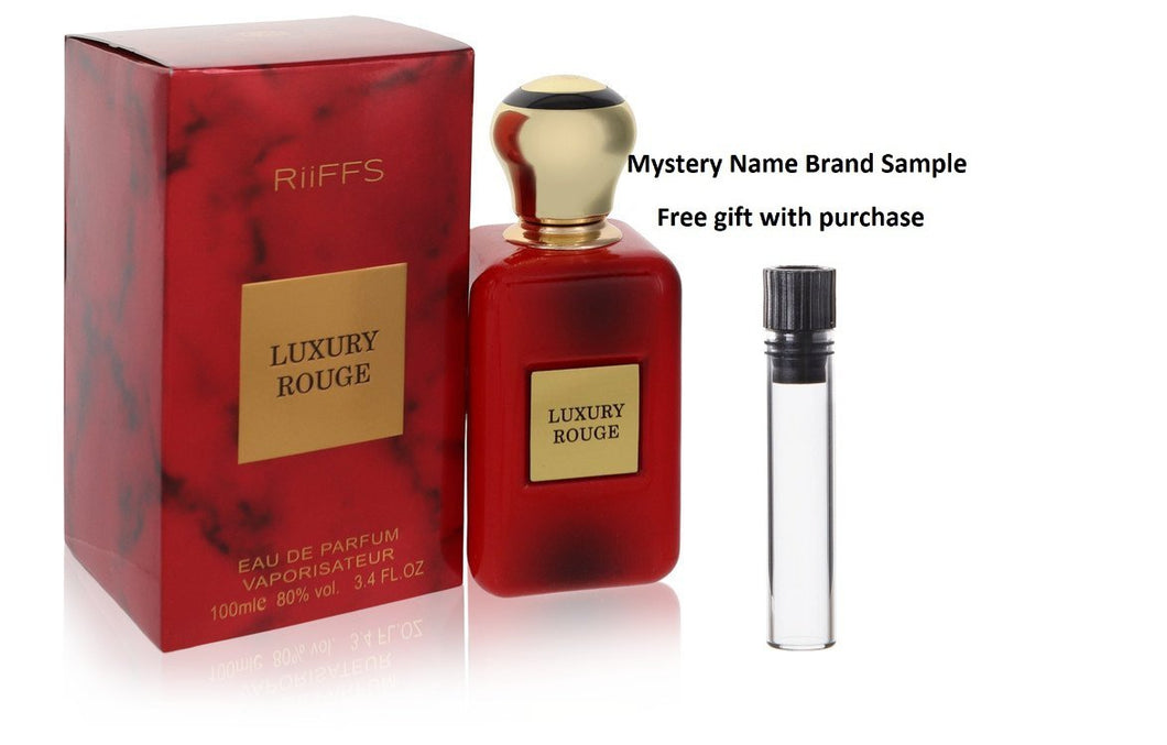 Luxury Rouge by Riiffs Eau De Parfum Spray 3.4 oz And a Mystery Name brand sample vile