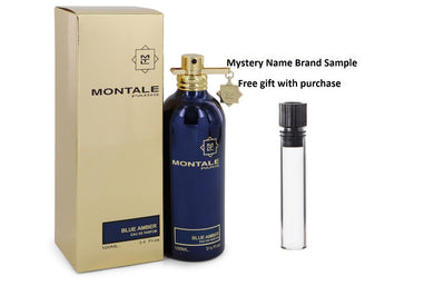 Montale Blue Amber by Montale Eau De Parfum Spray (Unisex) 3.4 oz And a Mystery Name brand sample vile