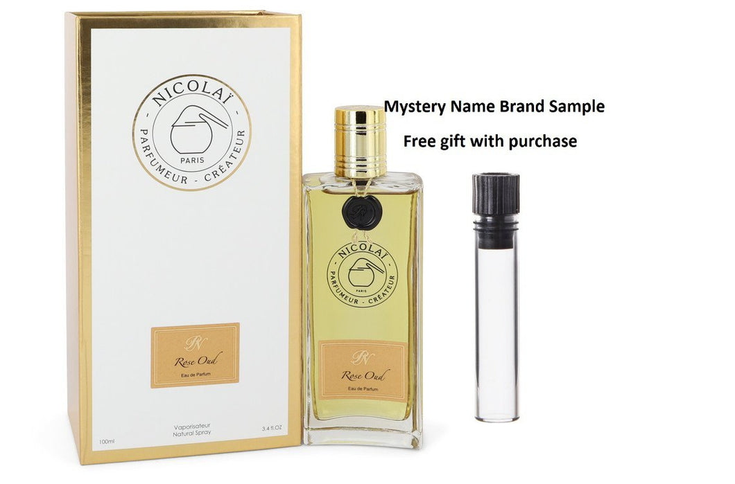 Nicolai Rose Oud by Nicolai Eau De Parfum Spray (Unisex) 3.4 oz And a Mystery Name brand sample vile