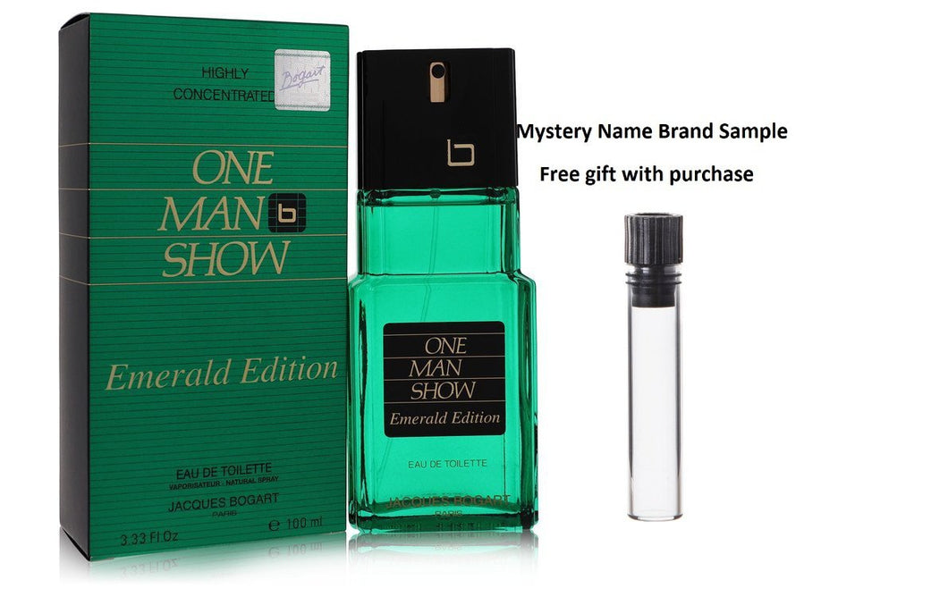One Man Show Emerald by Jacques Bogart Eau De Toilette Spray 3.4 oz And a Mystery Name brand sample vile