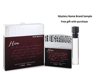 R U Serious Him by Rue Broca Eau De Parfum Spray 3.4 oz And a Mystery Name brand sample vile