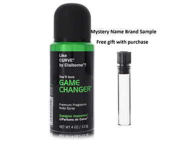 Designer Imposters Game Changer by Parfums De Coeur Body Spray 4 oz And a Mystery Name brand sample vile