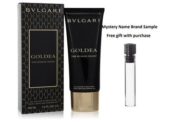 Bvlgari Goldea The Roman Night by Bvlgari Pearly Bath and Shower Gel 3.4 oz And a Mystery Name brand sample vile