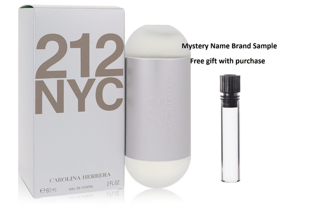 212 by Carolina Herrera Eau De Toilette Spray (New Packaging) 2 oz And a Mystery Name brand sample vile
