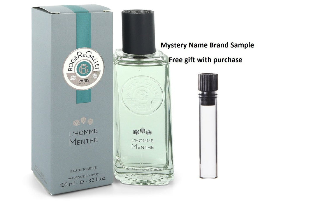 Roger & Gallet L'Homme Menthe by Roger & Gallet Eau De Toilette Spray 3.3 oz And a Mystery Name brand sample vile