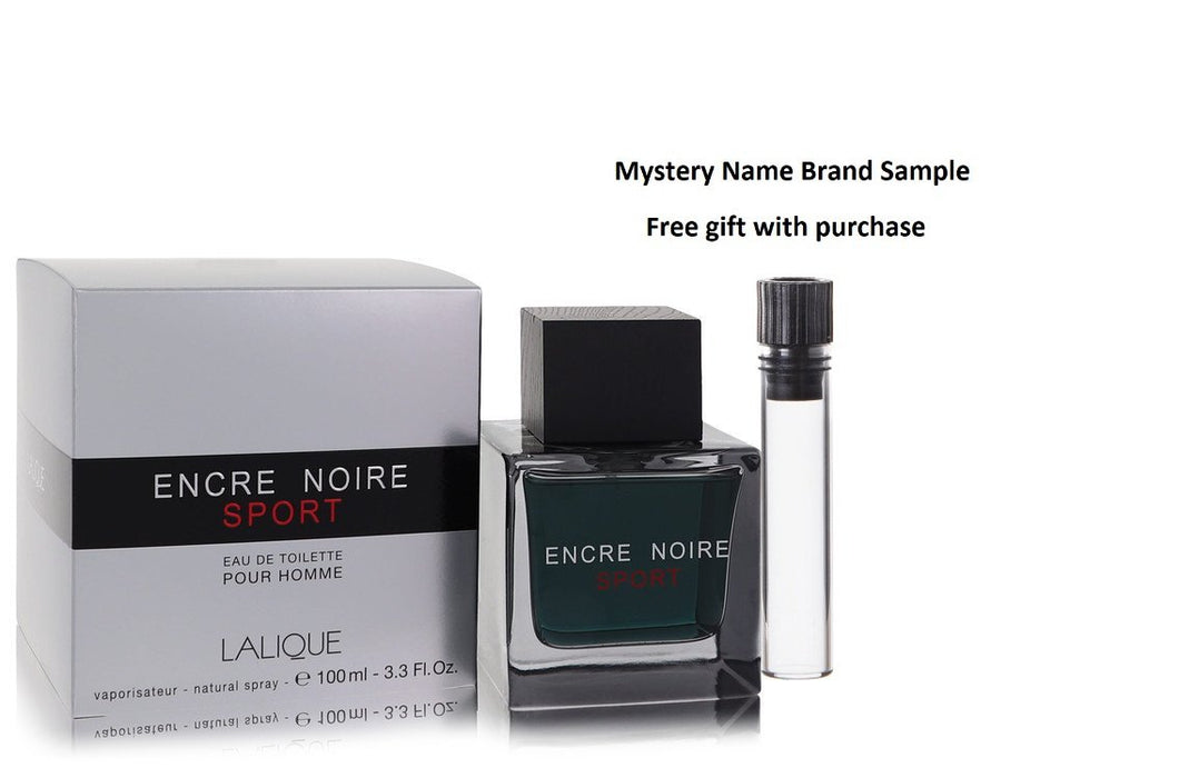 Encre Noire Sport by Lalique Eau De Toilette Spray 3.3 oz And a Mystery Name brand sample vile