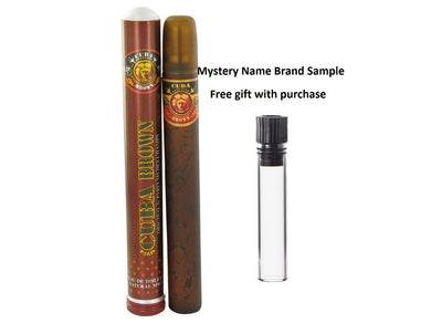CUBA Brown by Fragluxe Eau De Toilette Spray 1.17 oz And a Mystery Name brand sample vile
