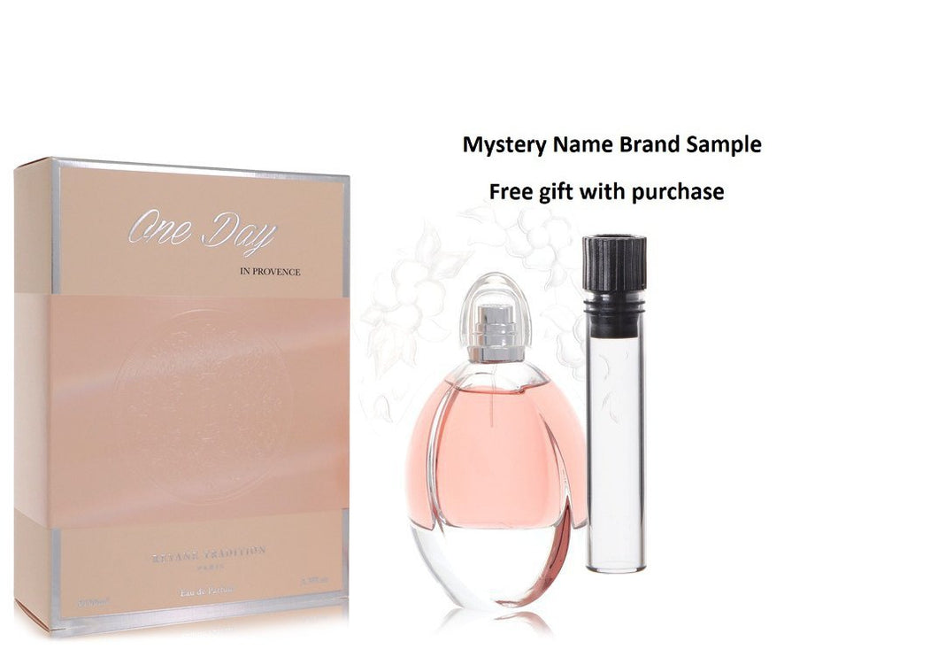 One Day in Provence by Reyane Tradition Eau De Parfum Spray 3.3 oz And a Mystery Name brand sample vile