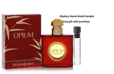 OPIUM by Yves Saint Laurent Eau De Toilette Spray (New Packaging) 1 oz And a Mystery Name brand sample vile