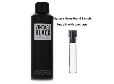 Kenneth Cole Vintage Black by Kenneth Cole Body Spray 6 oz And a Mystery Name brand sample vile