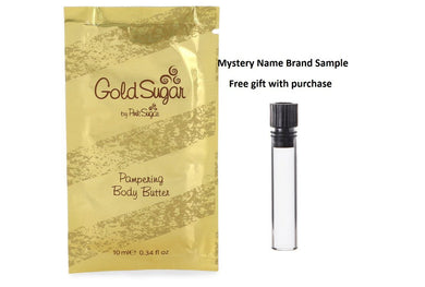 Gold Sugar by Aquolina Body Butter Pouch .34 oz And a Mystery Name brand sample vile