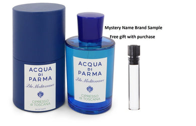 Blu Mediterraneo Cipresso Di Toscana by Acqua Di Parma Eau De Toilette Spray 5 oz And a Mystery Name brand sample vile