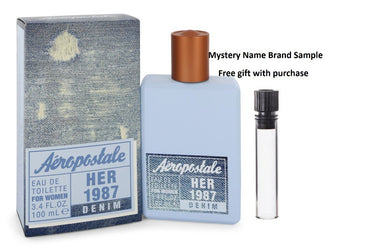 Aeropostale Her 1987 Denim by Aeropostale Eau De Toilette Spray 3.4 oz And a Mystery Name brand sample vile