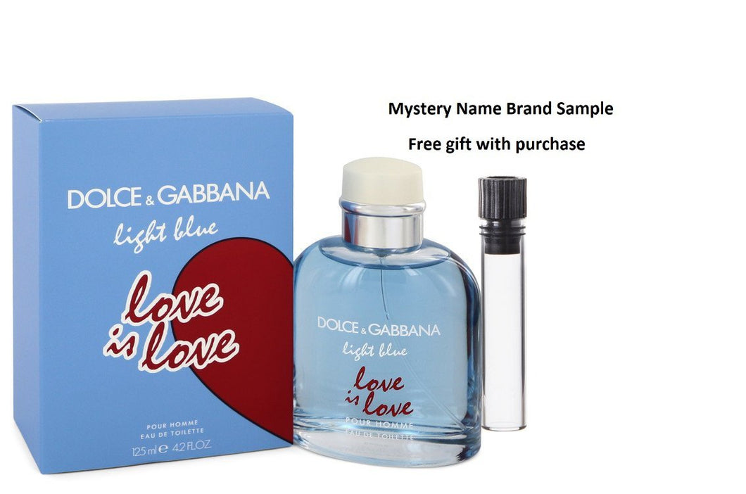Light Blue Love Is Love by Dolce & Gabbana Eau De Toilette Spray 4.2 oz And a Mystery Name brand sample vile