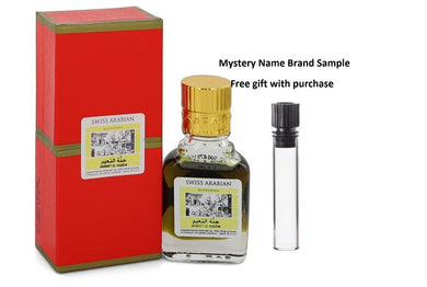 Jannet El Naeem by Swiss Arabian Concentrated Perfume Oil Free From Alcohol (Unisex) .30 oz And a Mystery Name brand sample vile