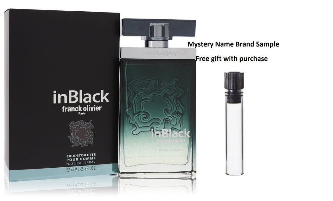 Franck Olivier In Black by Franck Olivier Eau De Toilette Spray 2.5 oz And a Mystery Name brand sample vile