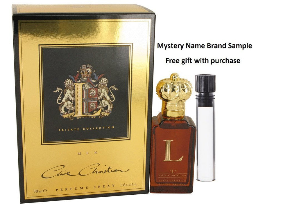 Clive Christian L by Clive Christian Pure Perfume Spray 1.6 oz And a Mystery Name brand sample vile