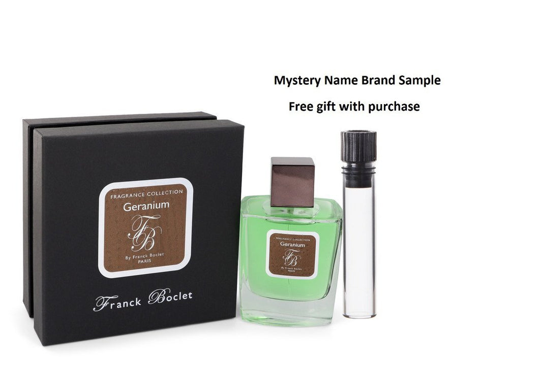 Franck Boclet Geranium by Franck Boclet Eau De Parfum Spray (Unisex)  3.4 oz  And a Mystery Name brand sample vile