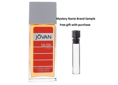 JOVAN MUSK by Jovan Body Spray 2.5 oz And a Mystery Name brand sample vile