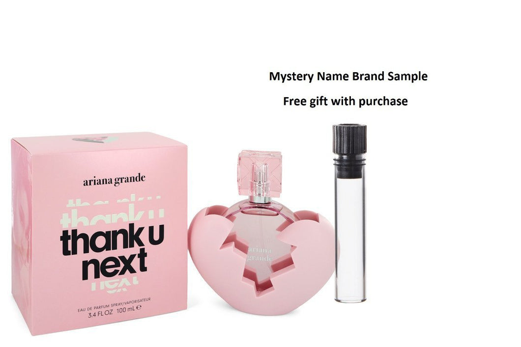 Ariana Grande Thank U, Next by Ariana Grande Eau De Parfum Spray 3.4 oz And a Mystery Name brand sample vile