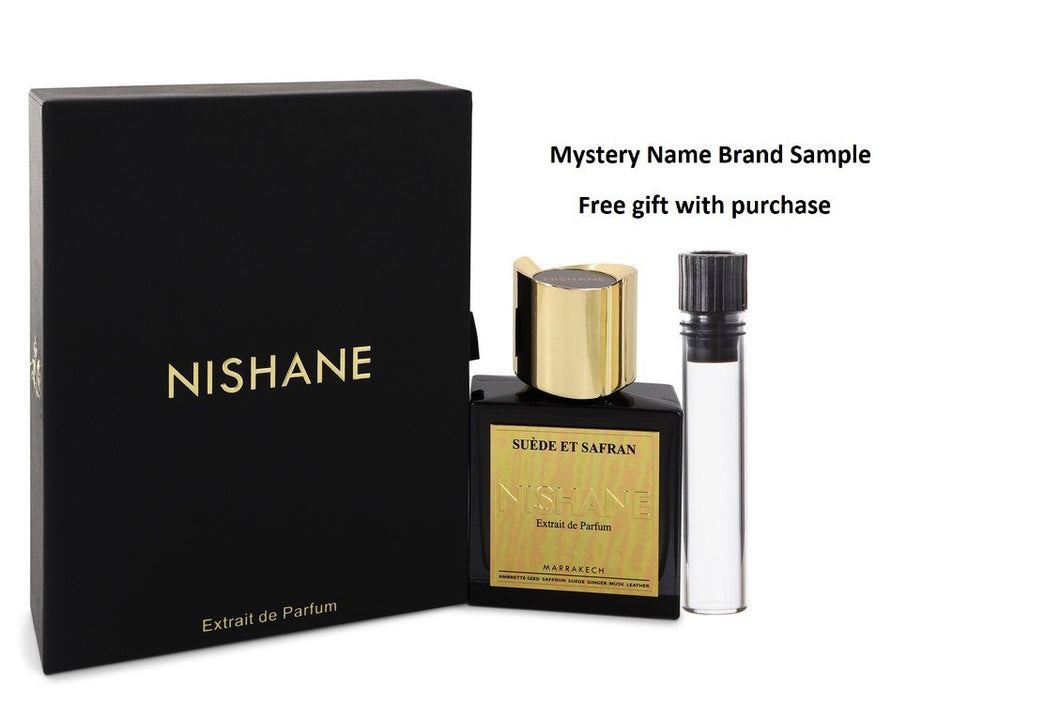Nishane Suede Et Saffron by Nishane Extract De Parfum Spray 1.7 oz And a Mystery Name brand sample vile