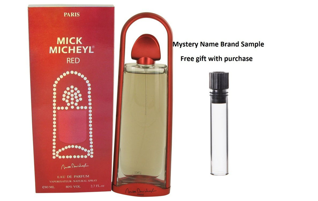 Mick Micheyl Red by Mick Micheyl Eau De Parfum Spray (unboxed) 2.7 oz And a Mystery Name brand sample vile