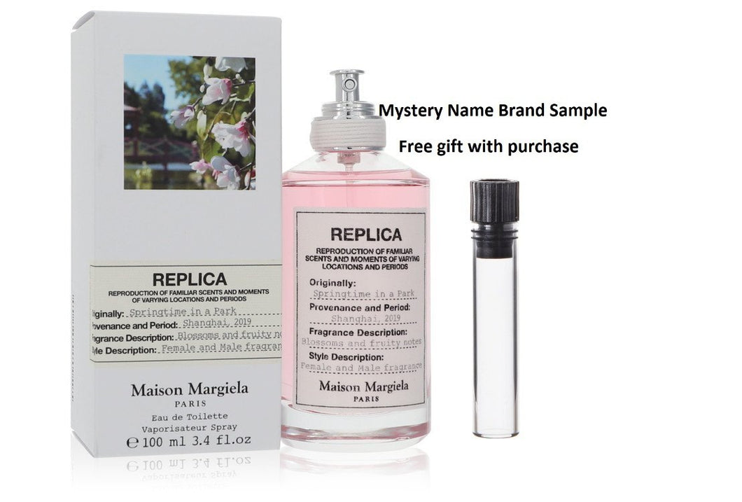 Replica Springtime In A Park by Maison Margiela Eau De Toilette Spray (Unisex) 3.4 oz And a Mystery Name brand sample vile