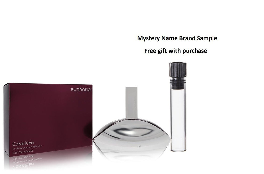 Euphoria by Calvin Klein Eau De Parfum Spray 3.3 oz And a Mystery Name brand sample vile