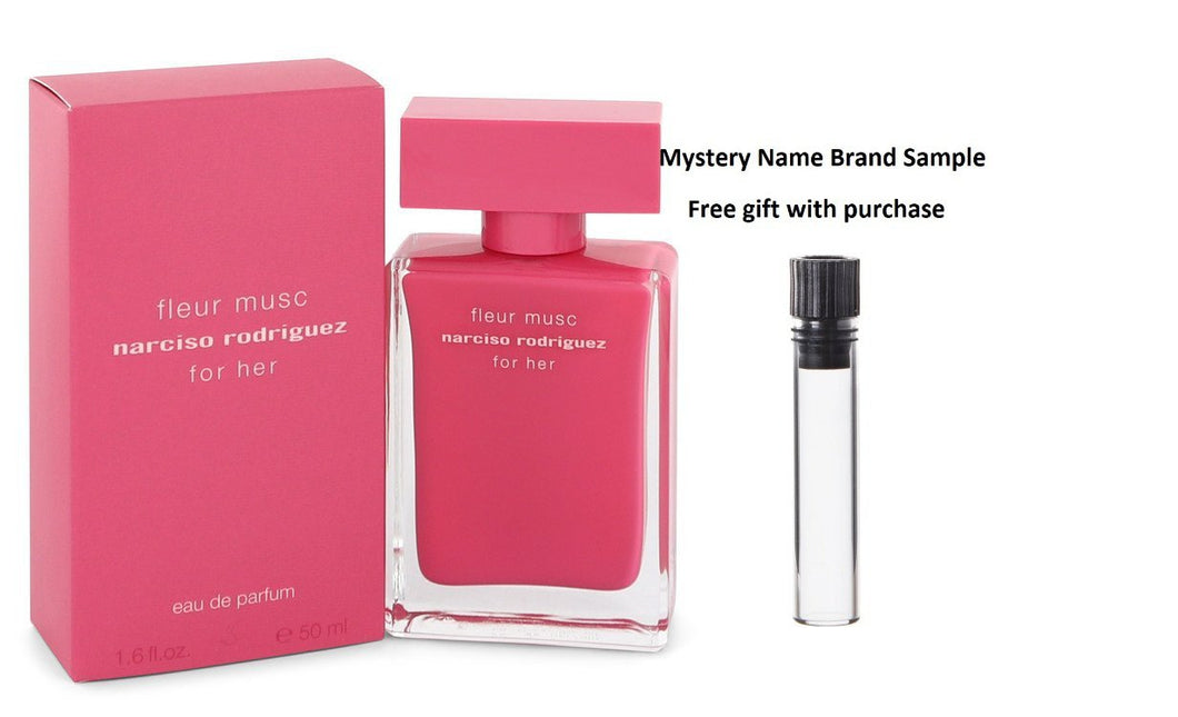 Narciso Rodriguez Fleur Musc by Narciso Rodriguez Eau De Parfum Spray 1.6 oz And a Mystery Name brand sample vile