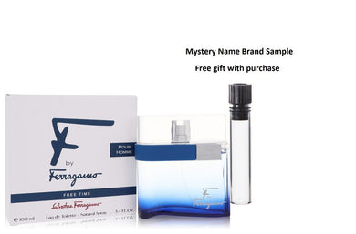 F Free Time by Salvatore Ferragamo Eau De Toilette Spray 3.4 oz And a Mystery Name brand sample vile