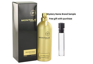 Montale Golden Aoud by Montale Eau De Parfum Spray 3.3 oz And a Mystery Name brand sample vile