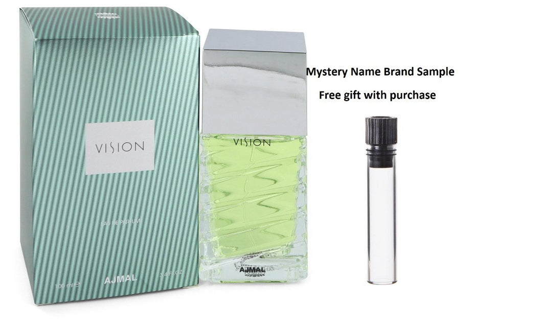 Ajmal Vision by Ajmal Eau De Parfum Spray 3.4 oz And a Mystery Name brand sample vile