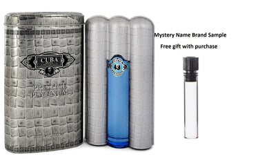 Cuba Prestige Platinum by Fragluxe Eau De Toilette Spray 3 oz And a Mystery Name brand sample vile