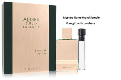 Amber Oud Exclusif Emerald by Al Haramain Eau De Parfum Spray (Unisex) 2 oz And a Mystery Name brand sample vile