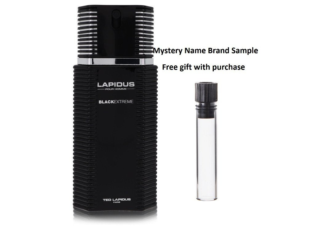 Lapidus Black Extreme by Ted Lapidus Eau De Toilette Spray (Tester) 3.4 oz And a Mystery Name brand sample vile