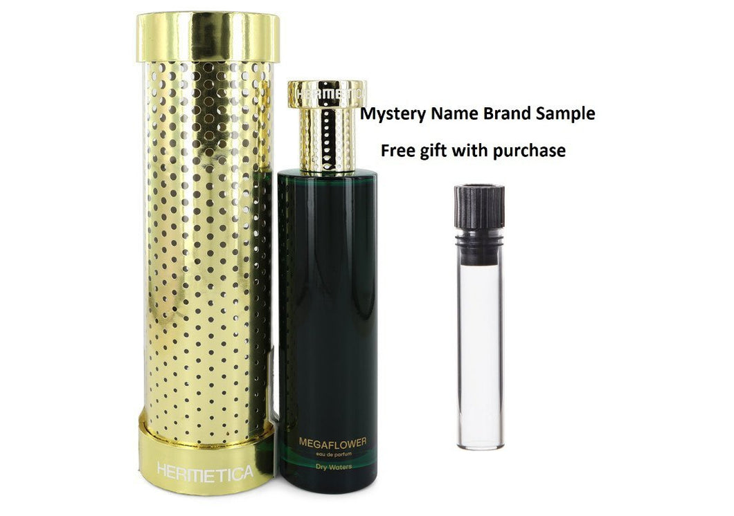 Dry Waters  Megaflower by Hermetica Eau De Parfum Spray (Unisex Alcohol Free) 3.3 oz And a Mystery Name brand sample vile