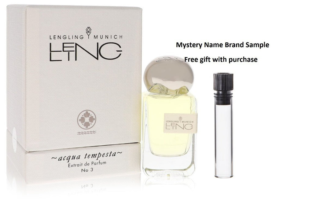Lengling Munich No 3 Acqua Tempesta by Lengling Munich Extrait De Parfum (Unisex) 1.7 oz And a Mystery Name brand sample vile